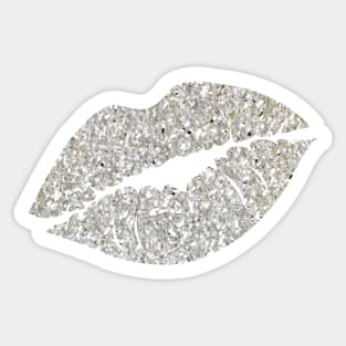 Silver Faux Glitter Lips Sticker